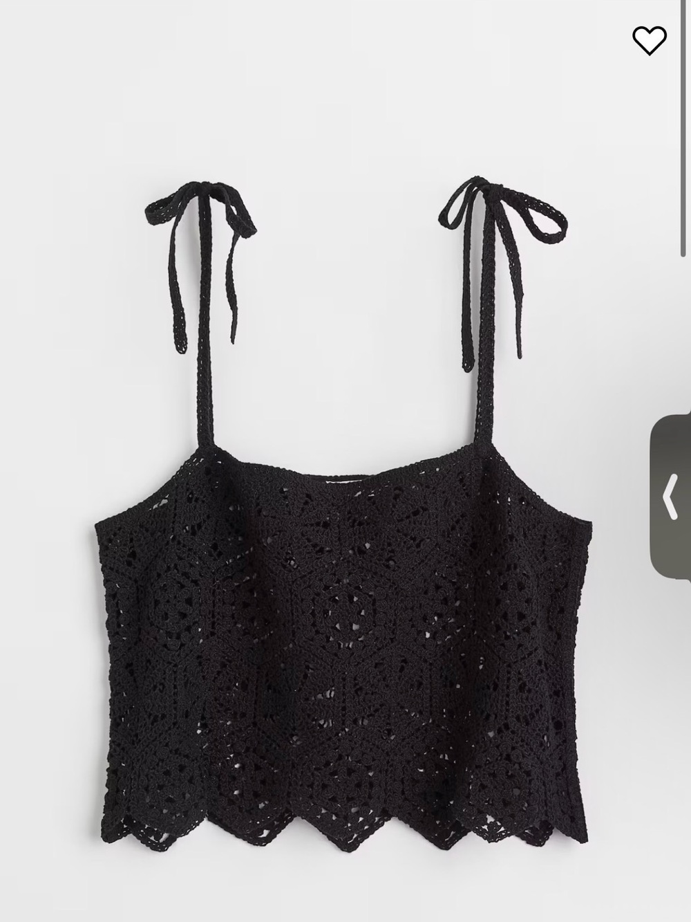 H&M Black Crochet Tie-Shoulder Camisole